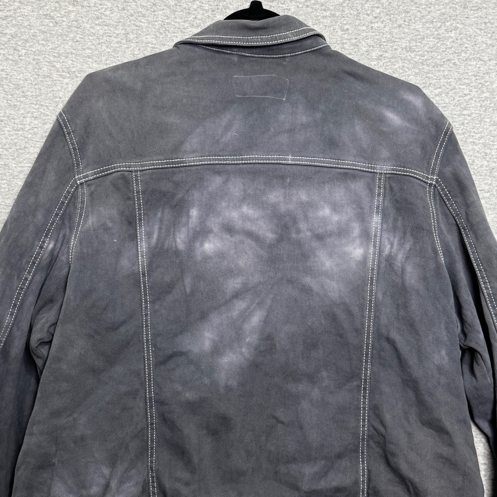 Y2K Goth Grunge Acid Wash Black Cotton Blend Streetwear Trucker Jacket XXL - Picture 10 of 10